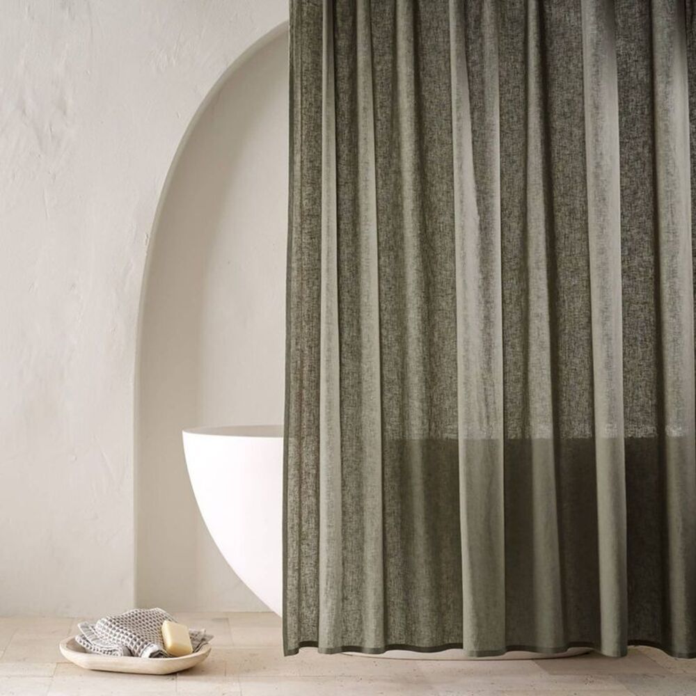 72"x84" Extra Long Linen Shower Curtain Gray - Casaluna